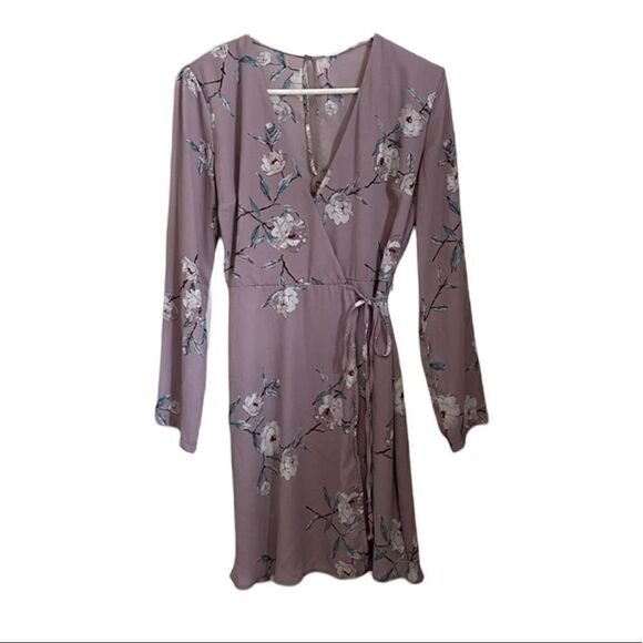 LUSH Mini Wrap Dress Purple Floral Cottagecore XS - Picture 1 of 11